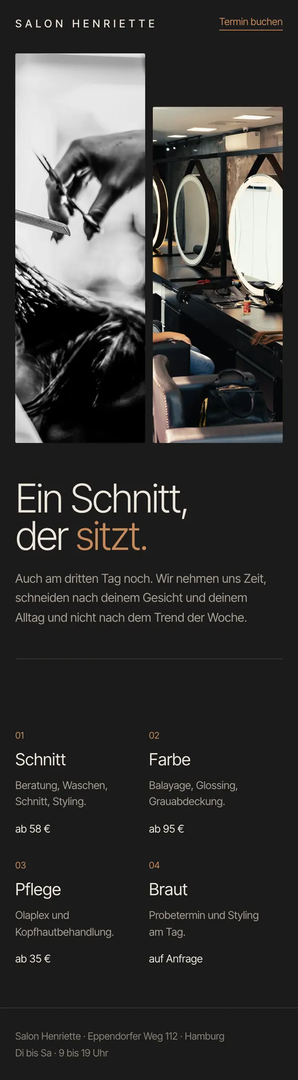 Mobiler Beispielentwurf für einen Friseursalon